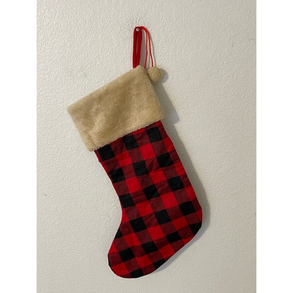 Hobby Lobby Christmas Stocking For Dogs Buffalo Plaid Paw Print - Picture 2 of 4